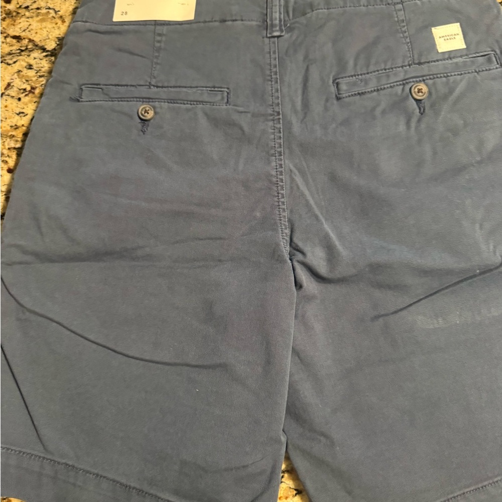 American Eagle Outfitters Men's Slate Blue Flat Front Shorts